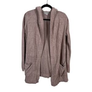 Barefoot Dreams Cardigan Womens Medium Brown CozyChic Lite Hooded Island 905